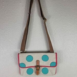 Fossil Canvas Women's Green Red Crossbody Purse Handbag Colorfully